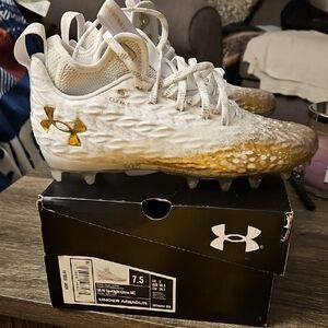 Under Armour White and Gold Women's Cleats
